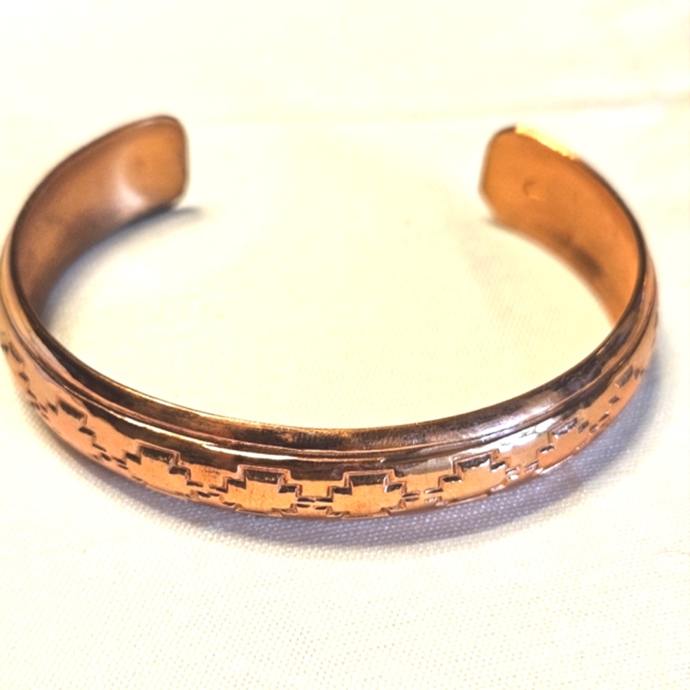 Vintage Navajo Copper Cuff Bracelet signed by an artist with the initial "J"
